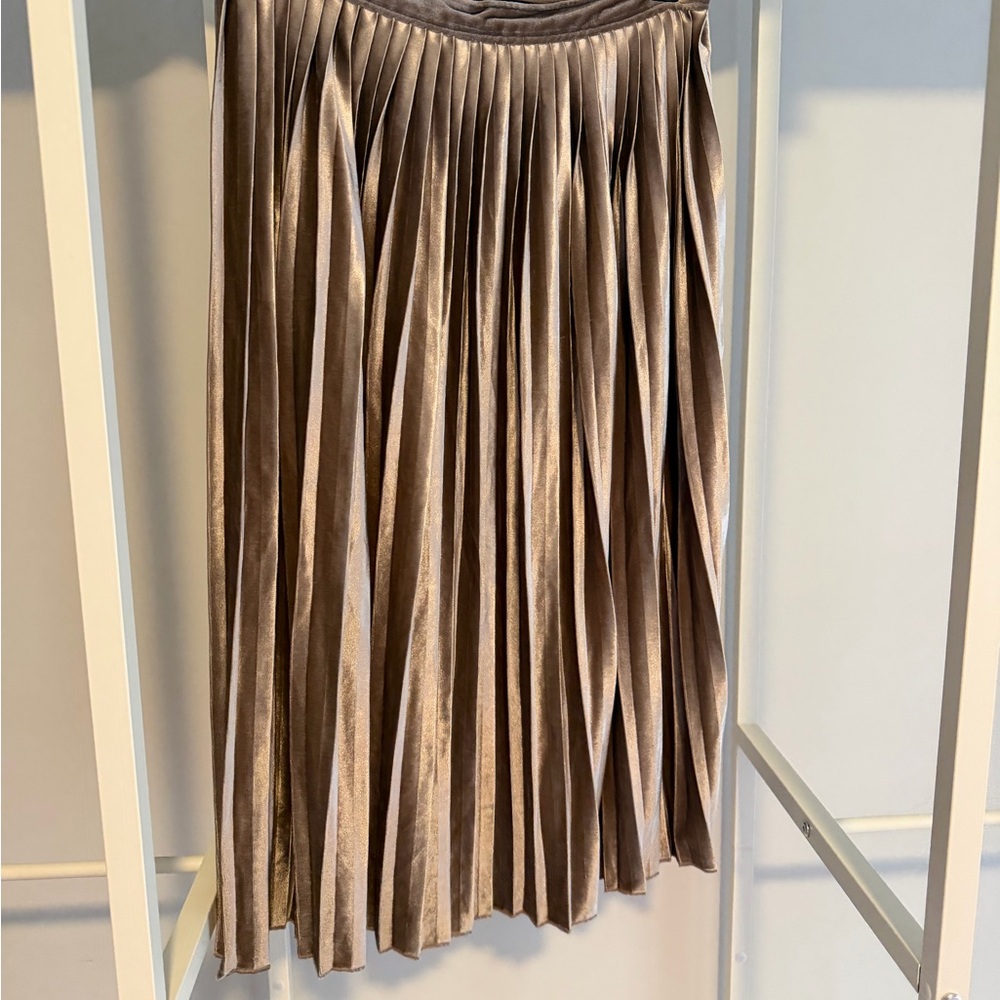 Abercrombie & Fitch Elegant Metallic Pleated Skirt
